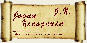 Jovan Nicojević vizit kartica